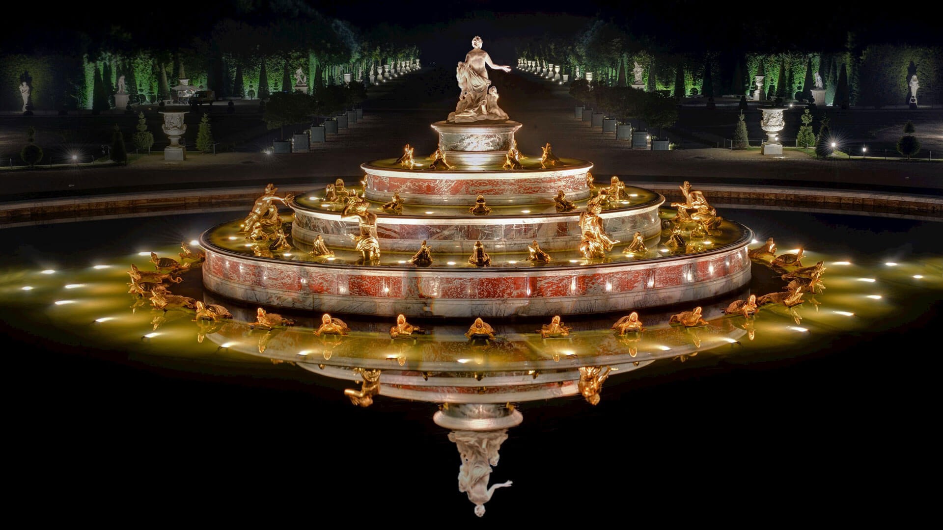 Ночной версаль. Фонтан Латоны Версаль. Сад Версаль фонтан Латоны. Фонтан принцесса Турандот. Фонтан Нефи Версаль Франция.