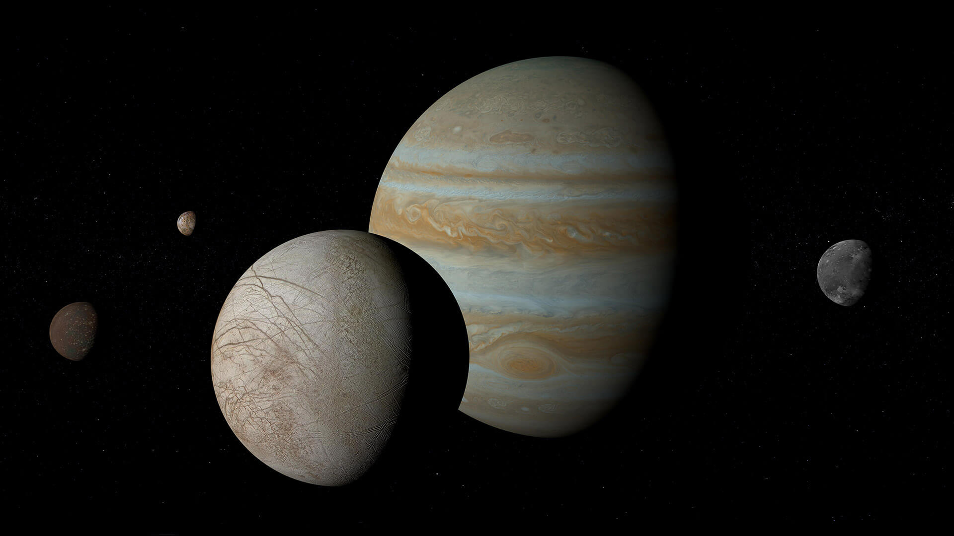 Jupiter And The Galilean Moons By Microsoft Wallpapers Wallpaperhub